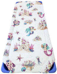  Töltött gumifüles lepedő / Fehér alapon Sellő - Kastély mintás 55x130cm / 58x133cm ágyra
