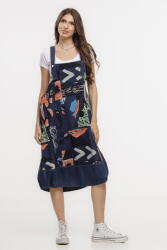 SHOPIKA Rochie sarafan din denim inchis cu imprimeu abstract si tiv balon Talie unica