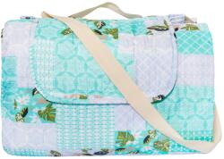 Somnart Patura picnic impermeabila Somnart Green Flowers, microfibra, 180x200 cm (5704)