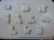  Gipszkiöntő forma, normál - Apró állatok- bagoly, kutya (24542)