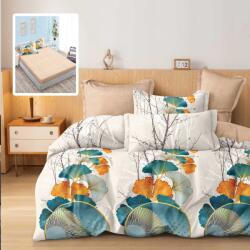 Somnart Lenjerie de pat finet 6 piese cu elastic, Extra, crem-turcoaz (4080) Lenjerie de pat