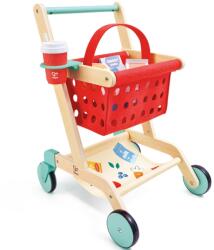 Hape Jucarie din lemn, Carucior rosu de cumparaturi cu accesorii, Hape, 10 piese (E3234A)
