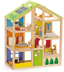Hape Casa de papusi mobilata cu 3 etaje Hape 36 piese (E3401B) Casuta papusi