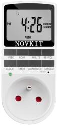 Novkit Temporizator electric digital cu 10 programe, NOVKIT, mod anti-furt, 230V, 16A, alb , priza Franta
