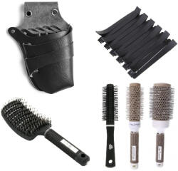 Pauco Set kit frizerie coafor cu perii ceramice profesionale si sort borseta Beatrice