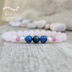 Kristály Jóga Shop Rózsakvarc 8 mm-es ásvány karkötő, kianittal