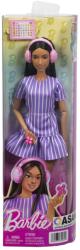 Mattel Barbie Papusa Barbie Fashionistas Bruneta cu Rochie Mov Dungata cu Autism (MTJJN58) Papusa Barbie