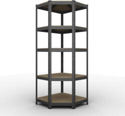 Apolcod Fekete fém polcrendszer ECONOMY - sarok - 180x70x45 (5 polcos)