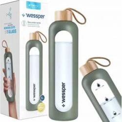 WESSPER Glass water bottle with case WESSPER 1000ml olive