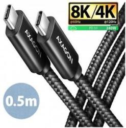 AXAGON BUCM4X-CM05AB, NewGEN+ USB-C USB-C cable, 0.5m, USB4 Gen 3×2, PD 240W 5A, 8K HD, ALU, braided, black