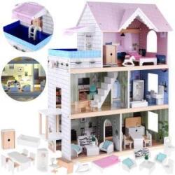 Jokomisiada Wooden dollhouse with a swimming pool, an elevator ZA4835
