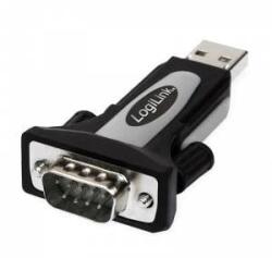 LogiLink USB 2.0 adapter, USB-A/M to DB9 (RS232)/M, black/grey AU0034, USB, RS232, Male