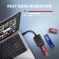 AXAGON AXAGON ADM2-CM USB-C 10Gbps USB HUB - M. 2 NVMe & SATA SSD adapter, 10cm USB-C cable