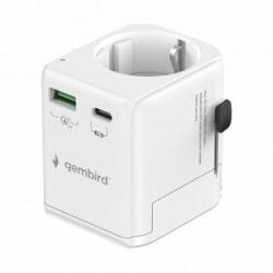 Gembird Universal travel adapter with grounding 20W white