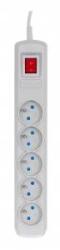 Activejet anti-surge power strip 5 sockets 5 m white