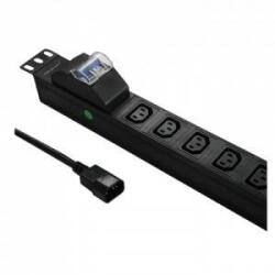 Qoltec PDU Qoltec, За монтаж в Rack, 8 гнезда IEC C13, 1U, 10A, 19", 2 м, Черен