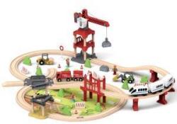 Jokomisiada Wooden train for children, transport base, crane, train, tracks ZA4830