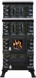 eSemineu Green terracotta stove with marble 7kW