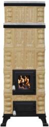 eSemineu Terracotta heating stove 5R Rustic Cream with marble 8.5 kW