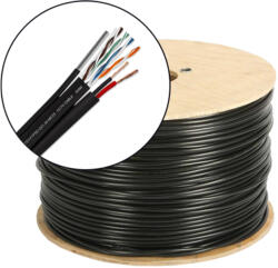  Cablu FTP autoportant cu alimentare 2x1.5, cat 5E, CUPRU 100%, 305m, negru - OEM FTP5E-2x1.50-MESS (FTP5E-2x1.50-MESS)