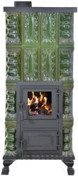 eSemineu Premium Terracotta stove Verde Morano 4R with hob on top 8kW