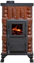 eSemineu Premium Junor Natur 3R terracotta stove with hob and glass firebox door 6kW
