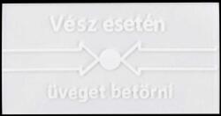 YLI Csereüveg a CPK-860 típusú kézi jelzésadókhoz; "Vész esetén üveget betörni" felirattal (CPK-860-GLASS-VESZ)