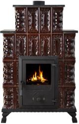 eSemineu Premium Terracotta stove Lucifer Brown 4 rows with glass door 12kW