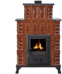 eSemineu Premium Terracotta stove Lucifer Natur 4 rows with glass door 12kW