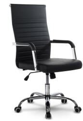 Sofotel Irodai szék, Sofotel Boston, fekete, műbőr kárpit, krómozott karfák és csillagtalp, Tilt hintamechanika, gumírozott kerekek, ergonomikus háttámla (TE2130)