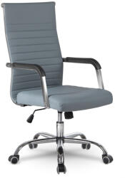 Sofotel Irodai szék, Sofotel Boston, szürke, műbőr kárpit, krómozott karfák és csillagtalp, Tilt hintamechanika, gumírozott kerekek, ergonomikus háttámla (TE2136)