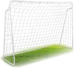 Neo-Sport Futballkapu, Neo-Sport, 300 × 200 × 120 cm, fehér keret, fehér PE háló, fém váz, időjárásálló, 6 db rögzítő, könnyű kivitel, szerszám nélkül összeszerelhető (TE1456)