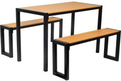 Strend Pro Strend Pro Gardiva kerti asztal és pad garnitúra, 118 x 58 x 75, 5 cm, barna, masszív fémvázas fa kialakítás, kültéri használatra (TC802041)