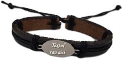  Bratara neagra piele ajustabila cu textul tau model 2