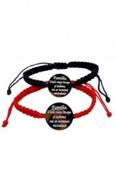  Set de 2 bratari impletite negru si rosu personalizate cu text pentru familie