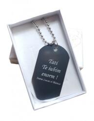  Lantisor personalizat metalic cu placuta. pandantiv gravat textul tau