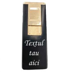  Bricheta Metalica Gravata cu Textul Tau, Gaz, Antivant, Reincarcabila, Neagra, Cutie Bricheta