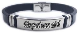  Bratara personalizata neagra piele gravata cu textul tau