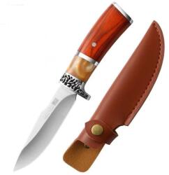  Cutit Maner Os , Din Otel, Husa De Piele, Maro, 21 cm