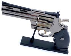  Bricheta Pistol Anti-Vant Tip Revolver, Negru, Marime Naturala, Scara 1 la 1, 26 cm, 350 Grame, Gloante, Suport Bricheta