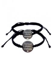  Set de 2 bratari negre impletite pentru cupluri cu mesajul "Impreuna pentru totdeauna