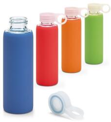  Sticla sport din sticla borosilicata cu capac si protectie siliconica, capacitate 380 ml