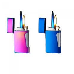  Bricheta Metalica Double Flame Reincarcabila Cu Gaz, Cu Capac, Antivant, 7 Cm - Culoare: Rosu Bricheta