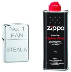  Bricheta Argintie Personalizata No. 1 FAN Steaua si lichid Zippo Bricheta