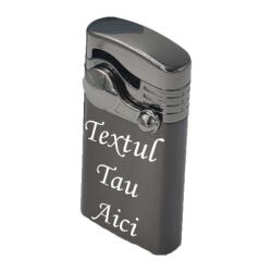 Bricheta metalica cu gaz, antivant, model flip, reincarcabila, gri, cutie, personalizata Bricheta