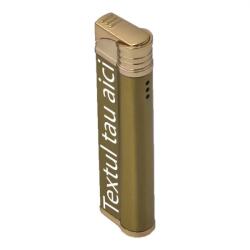  Bricheta Metalica cu Gaz, Antivant, Model Robotic Slim, Reincarcabila, Auriu, Cutie, Personalizata Bricheta