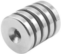  Set 5 magneti foarte puternic pentru surub, gri, disc, simplu, 15 mm X 4 mm