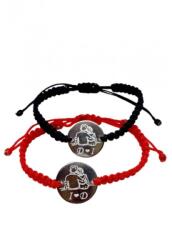  Set de 2 bratari negru si rosu pentru cupluri personalizat cu initiale