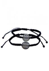  Set de 2 bratari impletite negre personalizate cu Nume si Data