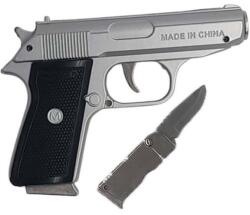  Bricheta antivant, briceag, pistol metal, husa cu sistem de prindere, Dalimag, gri 12 cm Bricheta